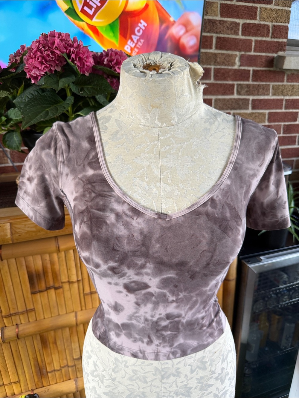 Lululemon Align Short Sleeve Cropped Shirt Women's Size 2, grayish Tie Dye